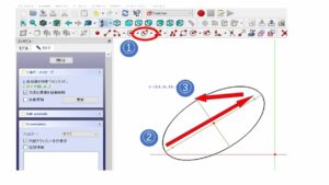 楕円を描く