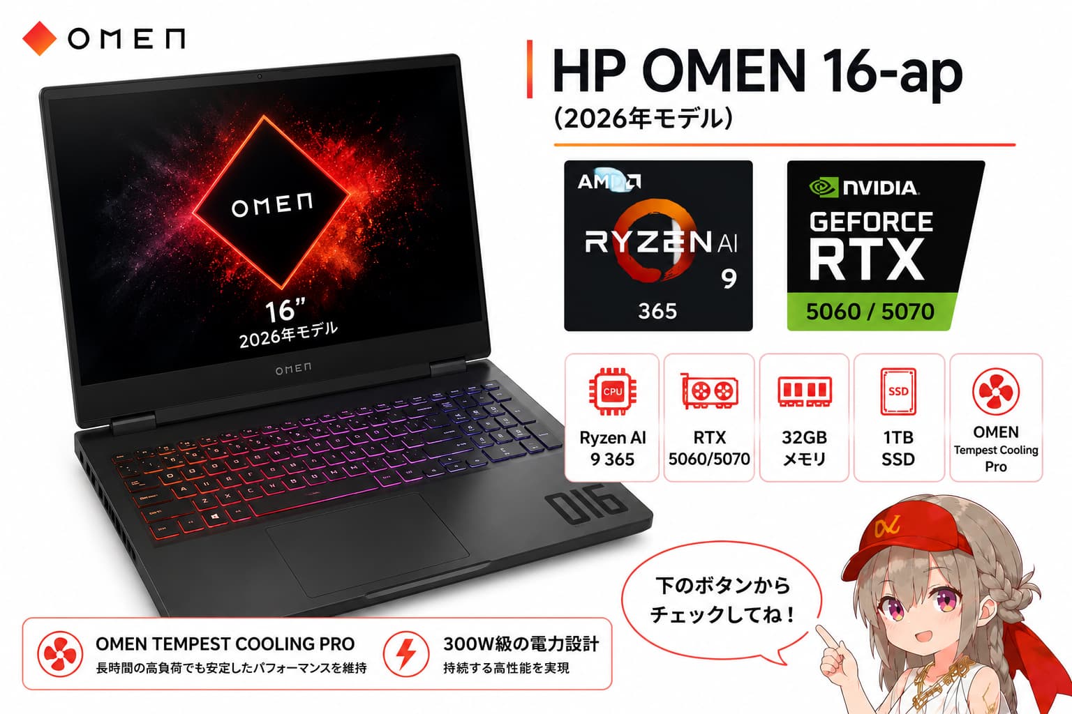 HP OMEN 16-ap（2026年モデル）